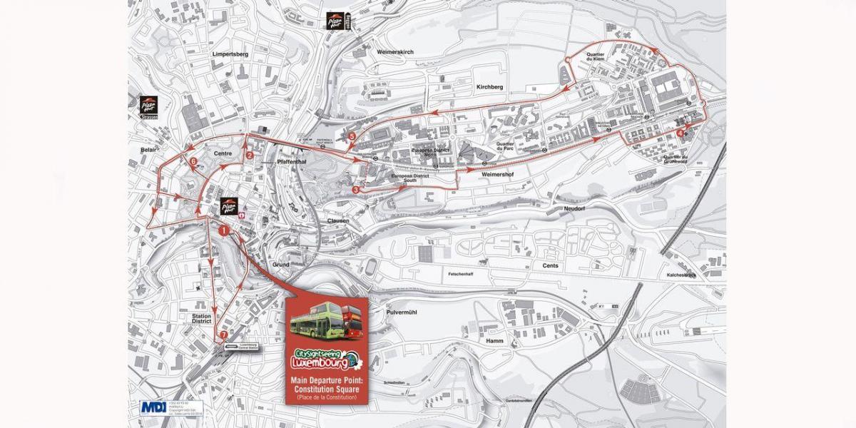 mapa hop-on-hop-off Luxenburgo