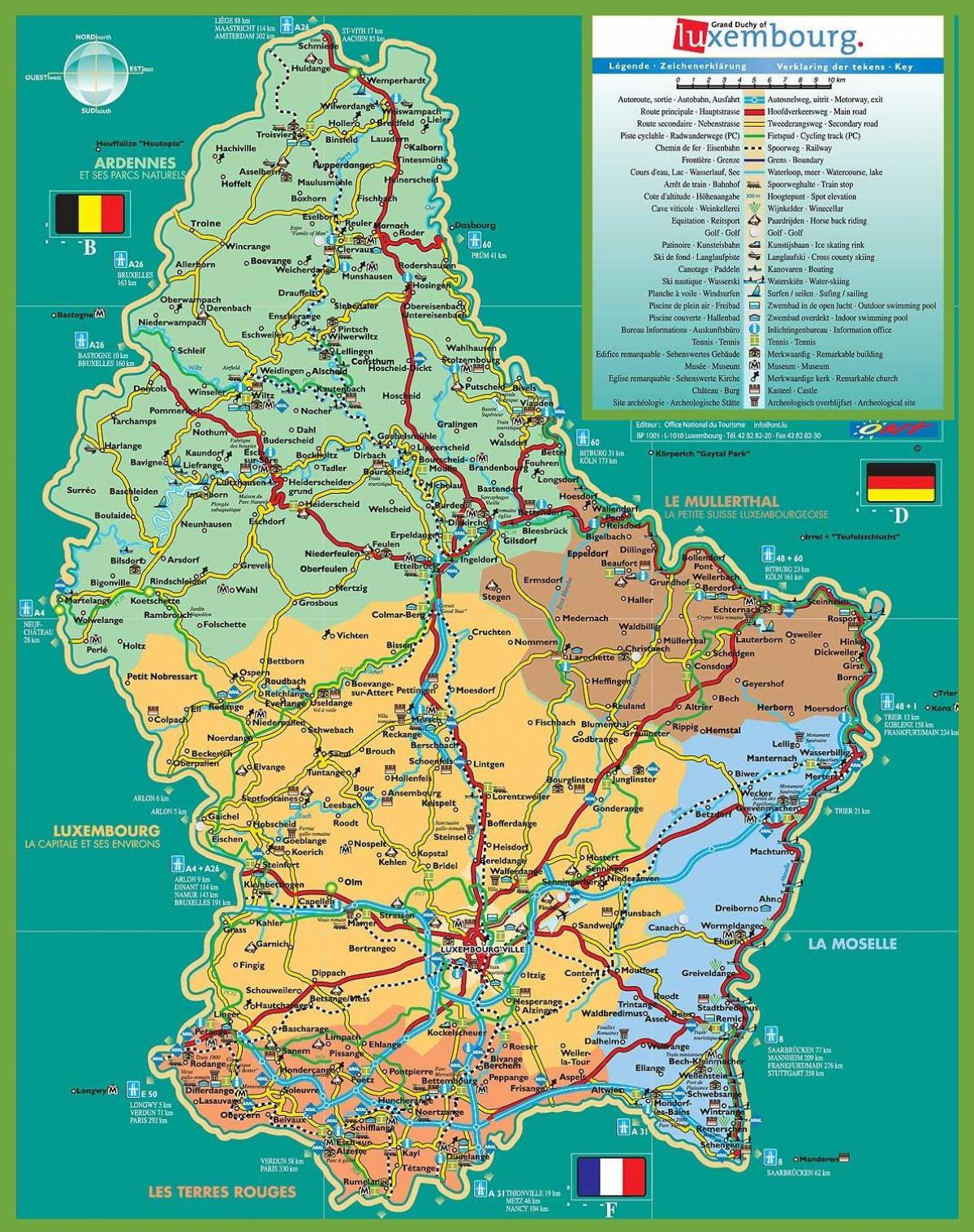 Luxenburgo erakargarri mapa