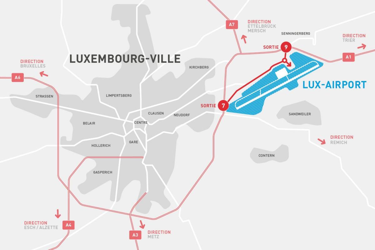 mapa Luxenburgo aireportua